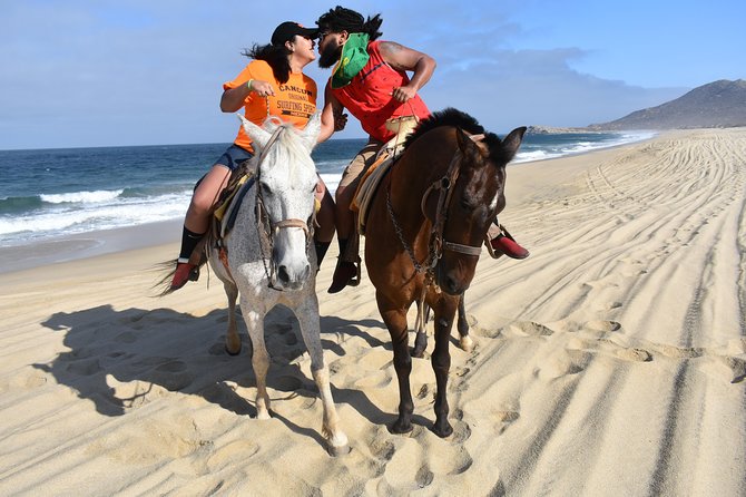 Love is in the air: Private Cabo Beach Sunset Horse Ride W Dinner - Private, pickup-included, mobile-ticket easy mode