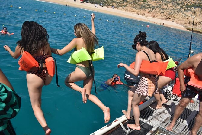 Private Catamaran Snorkeling Cruise in Los Cabos - Santa Maria Bay Snorkeling Setup: Gear, a Floating Pad, and Water Fun